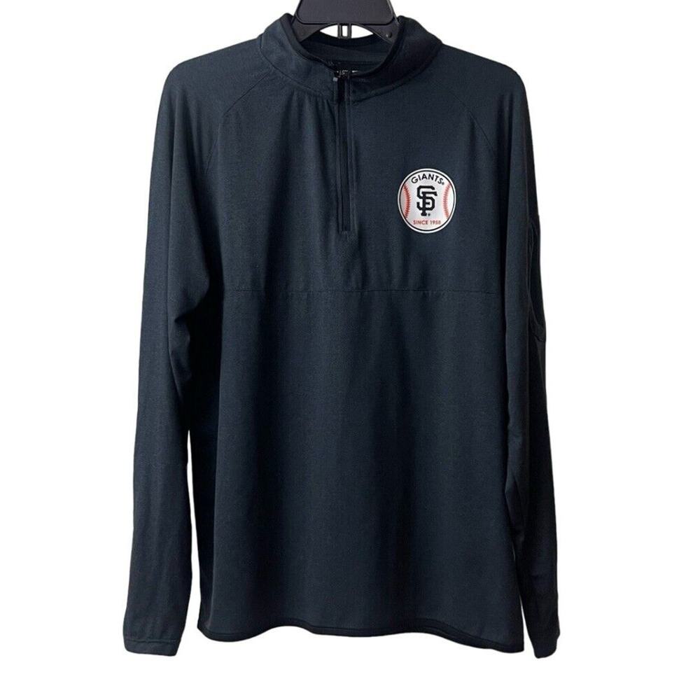 MLB New Era SF Gaints Shirt Mens Size Medium Black Pullover Long Sleeve 1/4 Zip